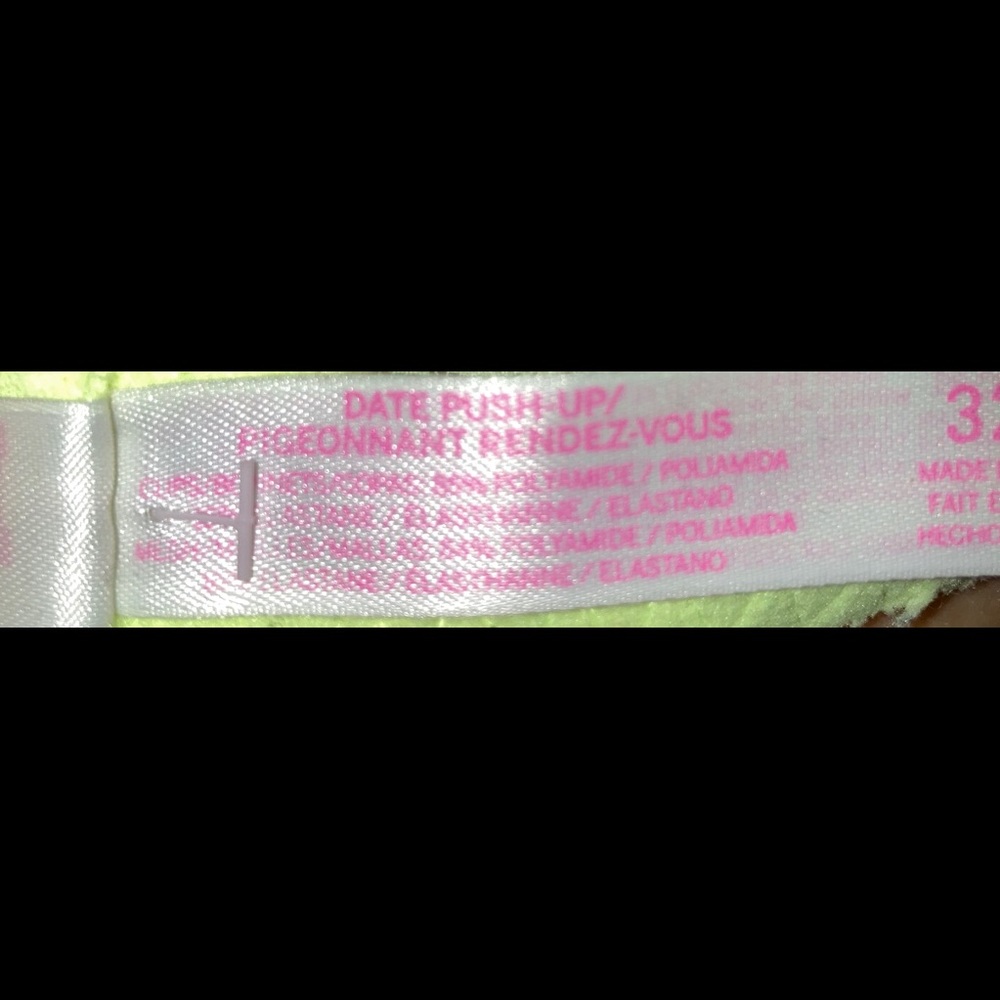 Victoria’s Secret PINK lime green Date Push-up Pigeonnant bra 32B - Picture 11 of 14